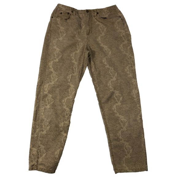 Liz Claiborne Denim - Liz Claiborne‎ Liz Wear Jeans Women 14 Petite Brown Snakeskin Animal Print Pants